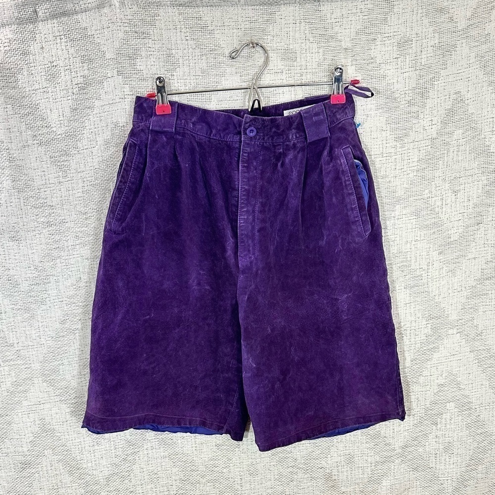 Vintage Epogee 100% suede leather purple bermuda shorts size 12